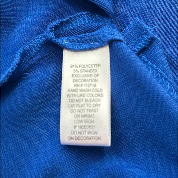 Quacker Factory Knit Tunic Top M Royal Blue with Rhinestones 3/4 Sleeve - Picture 4 of 5